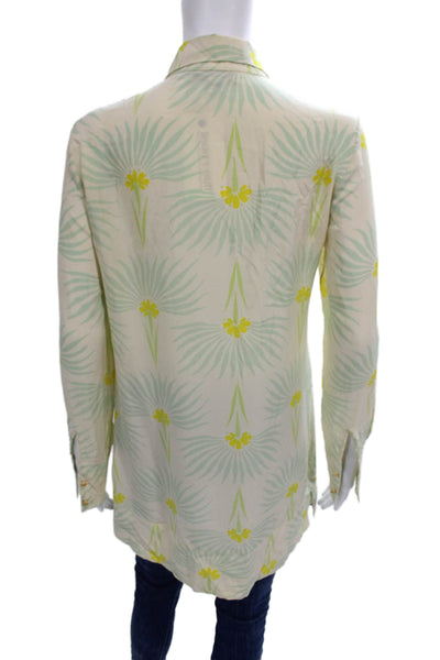 Missoni Womens Ivory Silk Floral Tunic Button-Up Collared Long Sleeve Size S