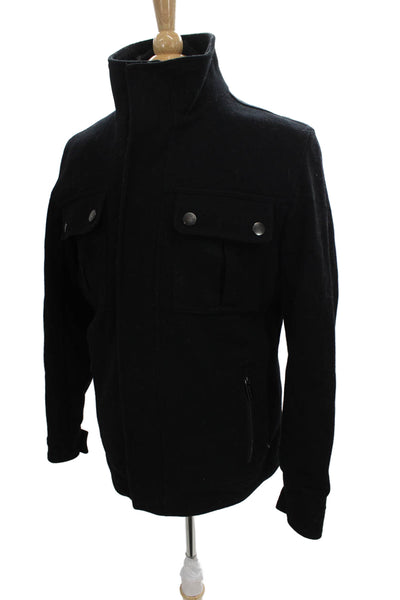 Michael Michael Kors Men Black Military Jacket 60% Wool Button Size S