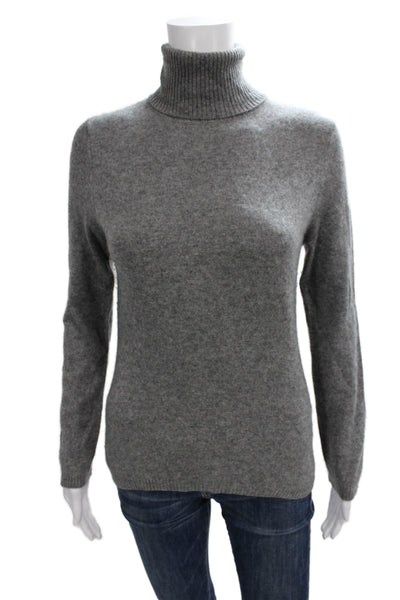Lulu Bravo Womens Cashmere Turtleneck Pullover Gray Long Sleeve Size L
