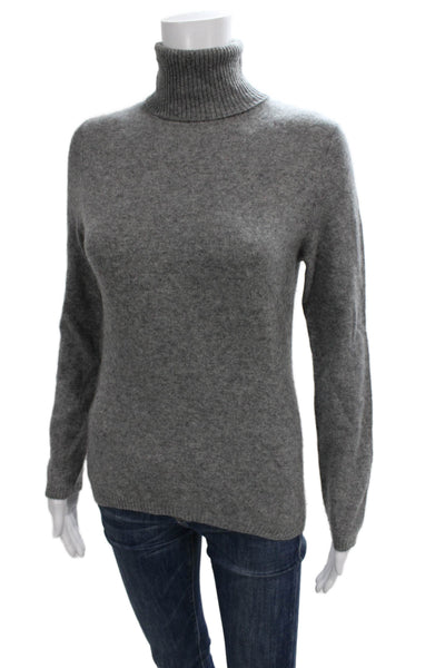 Lulu Bravo Womens Cashmere Turtleneck Pullover Gray Long Sleeve Size L