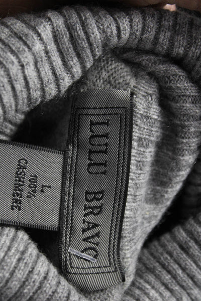 Lulu Bravo Womens Cashmere Turtleneck Pullover Gray Long Sleeve Size L