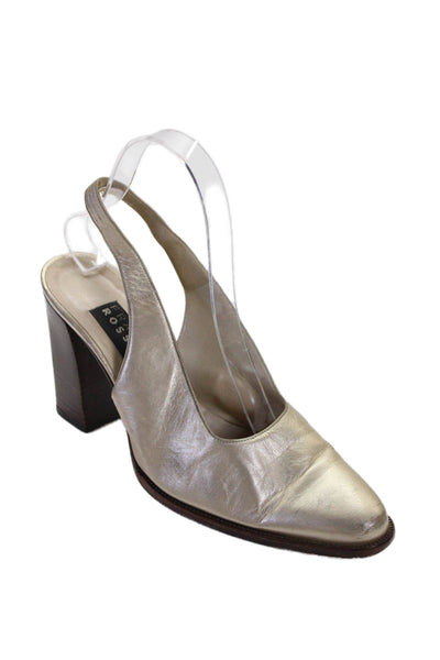 Fratelli Rossetti Women's Block Heel Round Toe Slingback Sandals Gold Size 38