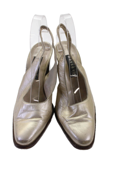 Fratelli Rossetti Women's Block Heel Round Toe Slingback Sandals Gold Size 38