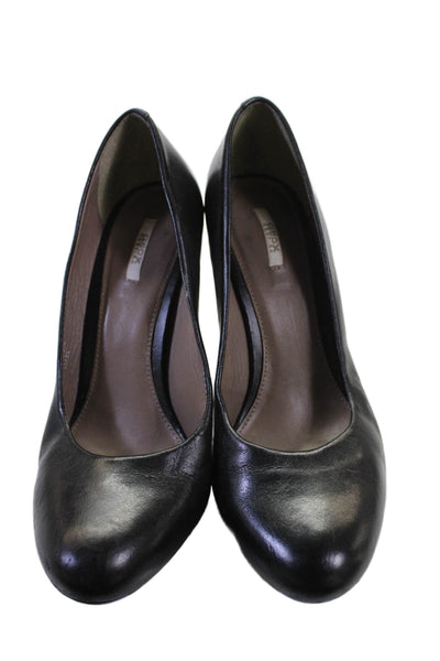 Geox Women's Round Toe Cone Heel Leather Pumps Shoes Black Size 38.5