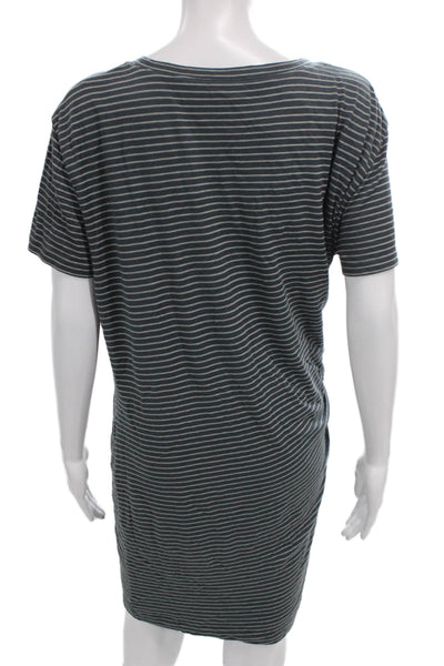Vince Womens Striped T-Shirt Dress Gray Crew Neck Short Sleeve Size M
