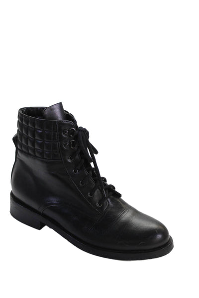 Napoleoni Leather Laced Zippered  Combat Boots Black Size 9