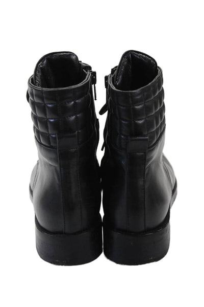 Napoleoni Leather Laced Zippered  Combat Boots Black Size 9
