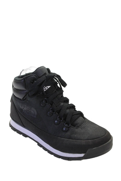 The North Face Womens Lace Up Leather Canvas Logo Sneakers Black Size 8