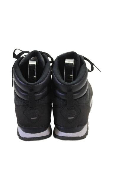 The North Face Womens Lace Up Leather Canvas Logo Sneakers Black Size 8