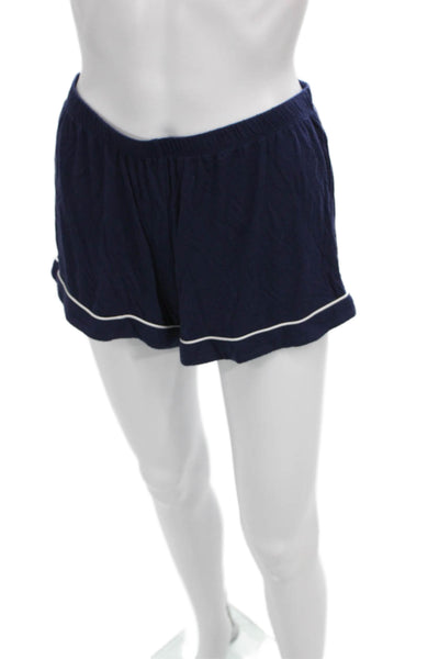 Nordstrom Womens Button Front Short Sleeve Pajama Shirt Shorts Set Navy XS