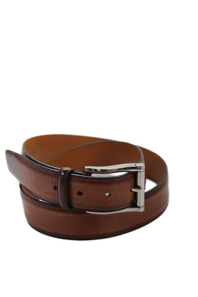 Magnanni Mens Medium Width Leather Buckle Belt Brown Size 34