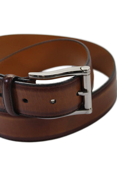 Magnanni Mens Medium Width Leather Buckle Belt Brown Size 34