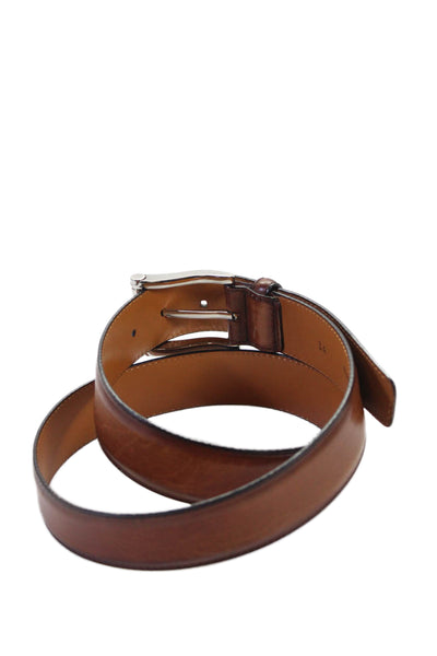 Magnanni Mens Medium Width Leather Buckle Belt Brown Size 34