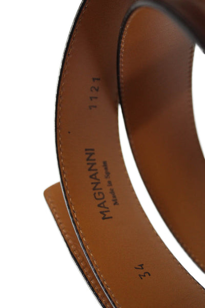 Magnanni Mens Medium Width Leather Buckle Belt Brown Size 34