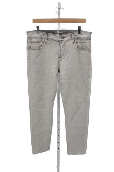 7 For All Mankind Womens Gray Mid-Rise Straight Jeans Size 33