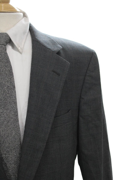 Polo University Club By Ralph Lauren Mens Gray Wool Plaid Blazer Size 40