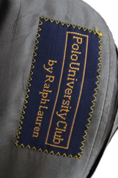 Polo University Club By Ralph Lauren Mens Gray Wool Plaid Blazer Size 40