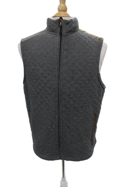 Bonobos Mens Quilted Cotton Vest Gray Zip Size M