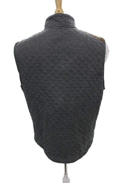 Bonobos Mens Quilted Cotton Vest Gray Zip Size M