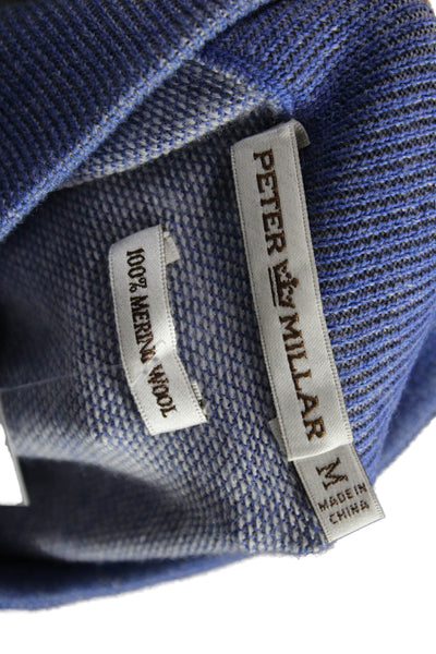 Peter Millar Mens Pullover Mock Neck Merino Wool Sweater Blue Size M