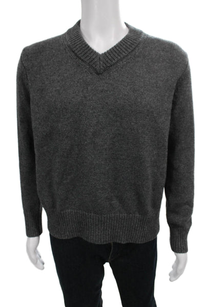 Zara Mens Pullover V-Neck Gray Sweater Long Sleeve Size S