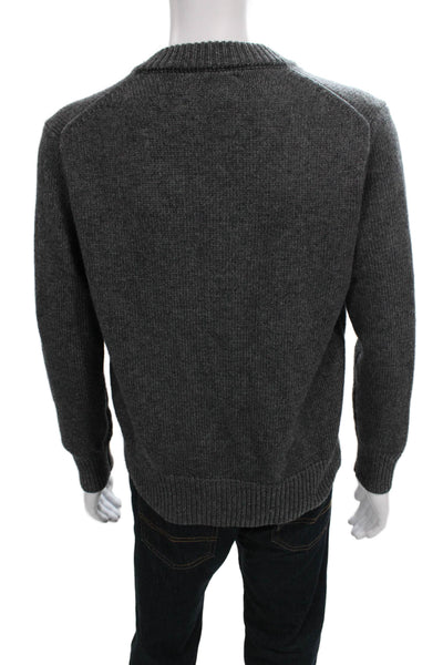 Zara Mens Pullover V-Neck Gray Sweater Long Sleeve Size S