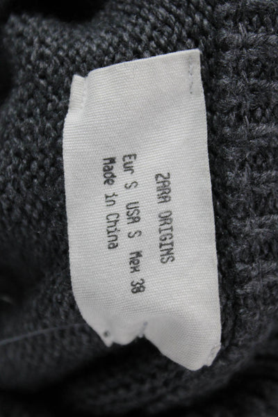 Zara Mens Pullover V-Neck Gray Sweater Long Sleeve Size S