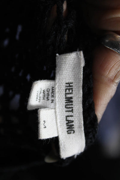 Helmut Lang Women Black Alpaca Chainette Pullover Round Neck Long Sleeve Size M
