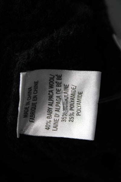 Helmut Lang Women Black Alpaca Chainette Pullover Round Neck Long Sleeve Size M