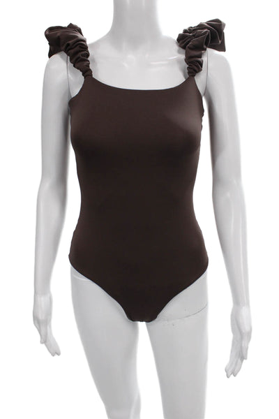 Maygel Coronel Womens One Piece Brown Solid Beach Swimwear Size One Size