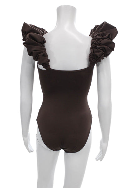 Maygel Coronel Womens One Piece Brown Solid Beach Swimwear Size One Size