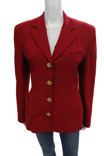 Donna Karan New York Womens Red Basic Jacket Button Size 8