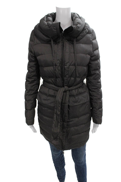 Romeo Gigli Women Puffer Jacket Brown Tie Closure Polyester Long Sleeve Size M