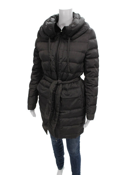 Romeo Gigli Women Puffer Jacket Brown Tie Closure Polyester Long Sleeve Size M