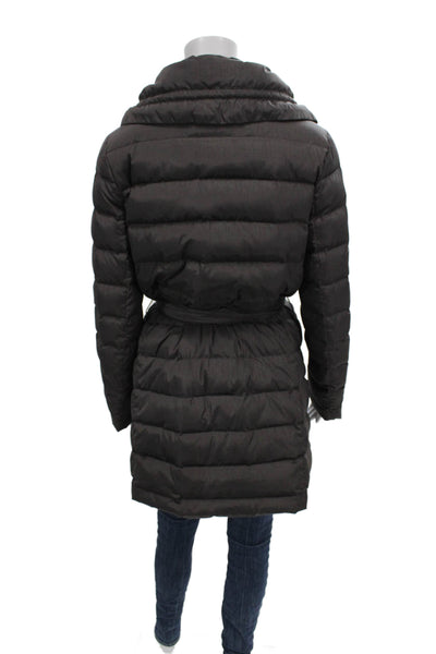 Romeo Gigli Women Puffer Jacket Brown Tie Closure Polyester Long Sleeve Size M