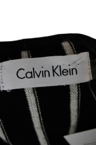 Calvin Klein Womens Fit & Flare Striped Sleeveless Black Dress Size PM