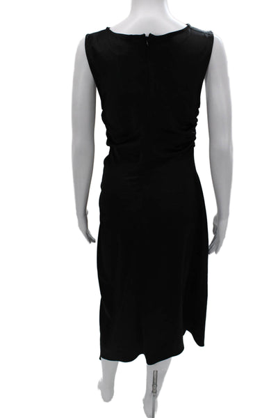 Luxely Womens Sheath Dress Black Sleeveless Round Neck Zip Polyester Size 4