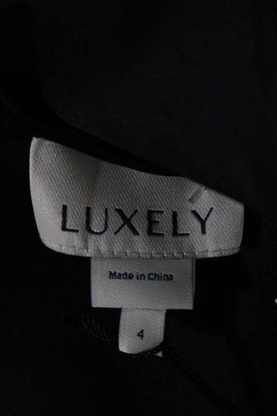 Luxely Womens Sheath Dress Black Sleeveless Round Neck Zip Polyester Size 4