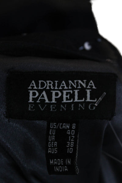 Adrianna Papell Womens Sheath One-Shoulder Black Floral Knee-Length Size 8