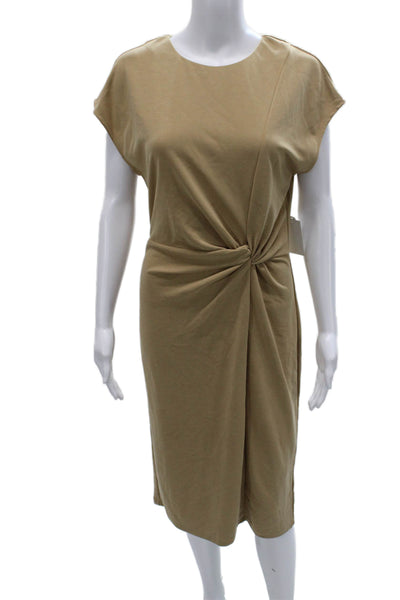 Halogen Womens Sheath Dress Beige Modal Knee Length Short Sleeve Zip Size S