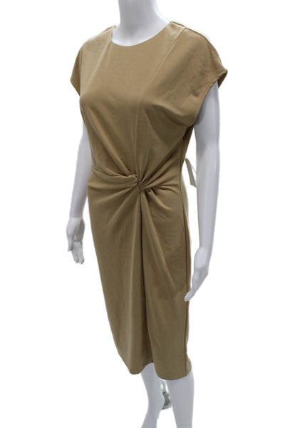 Halogen Womens Sheath Dress Beige Modal Knee Length Short Sleeve Zip Size S