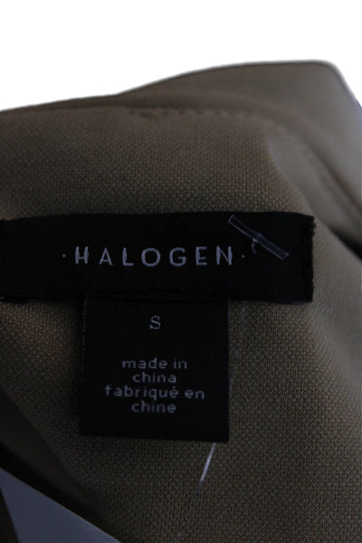Halogen Womens Sheath Dress Beige Modal Knee Length Short Sleeve Zip Size S