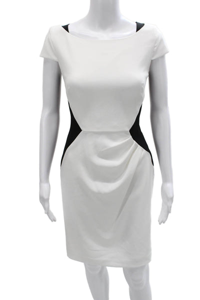 Antonio Melani Womens Sheath Dress White Boat Neck Short Sleeve Size 4