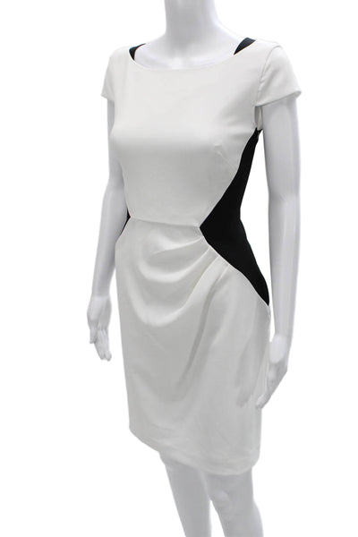 Antonio Melani Womens Sheath Dress White Boat Neck Short Sleeve Size 4