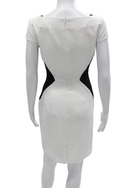 Antonio Melani Womens Sheath Dress White Boat Neck Short Sleeve Size 4