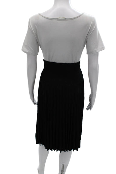 The Fold Women Pleated Skirt Black Viscose Knee Length Pull On Size S