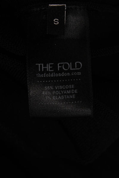 The Fold Women Pleated Skirt Black Viscose Knee Length Pull On Size S