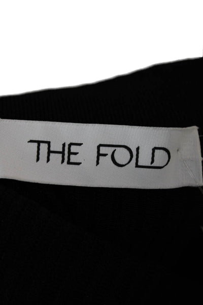 The Fold Women Pleated Skirt Black Viscose Knee Length Pull On Size S