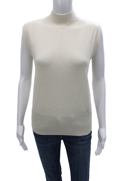 Banana Republic Women Cashmere Mock Neck Sleeveless Vest Ivory Size S