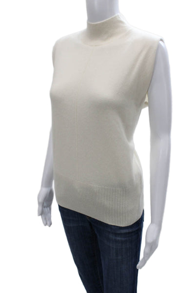 Banana Republic Women Cashmere Mock Neck Sleeveless Vest Ivory Size S